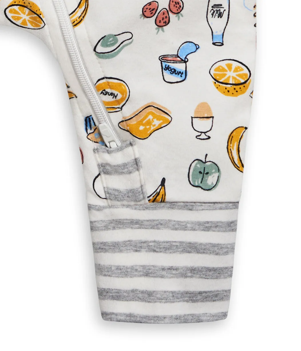 Footless Romper Cotton White Breakfast
