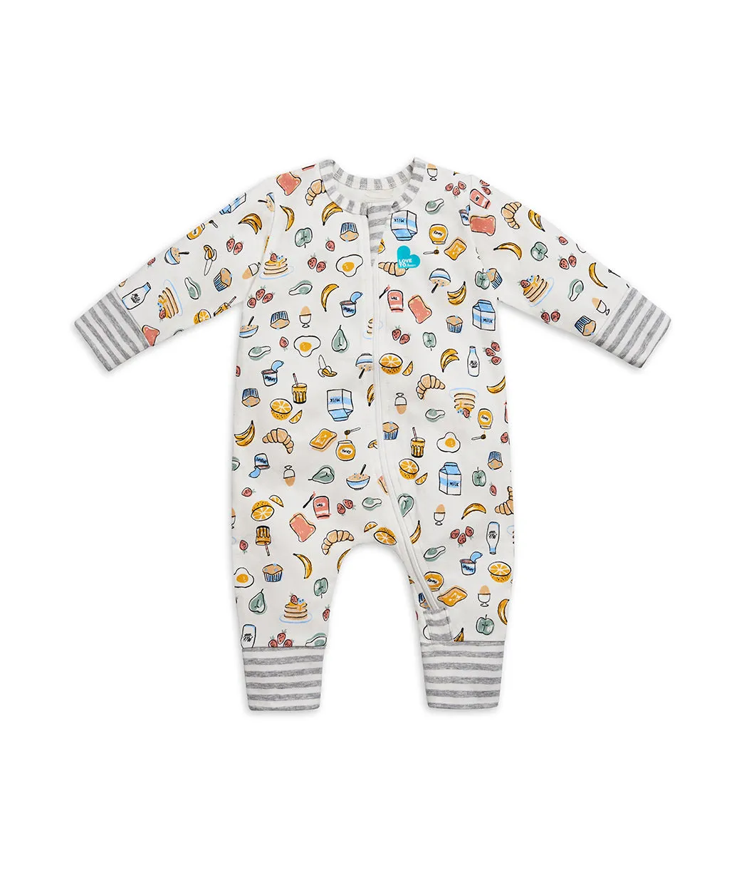 Footless Romper Cotton White Breakfast