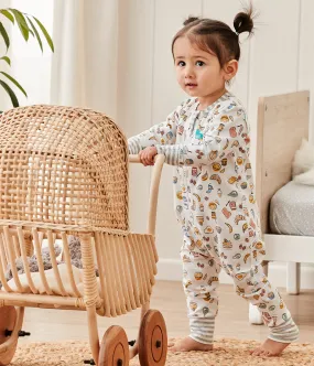 Footless Romper Cotton White Breakfast
