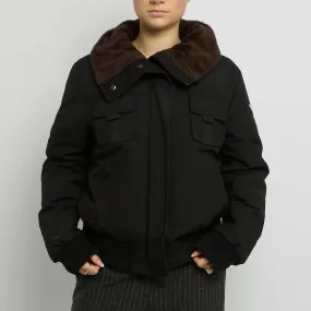 Fur Collar Bomber Jacket - UK 10