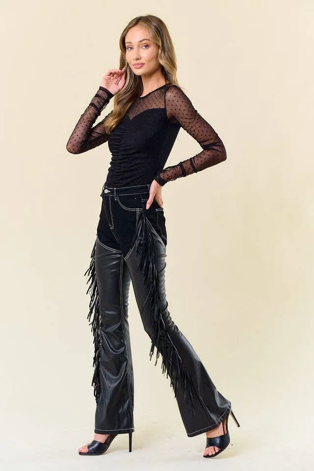 Giddy Up Fringed Denim Chaps