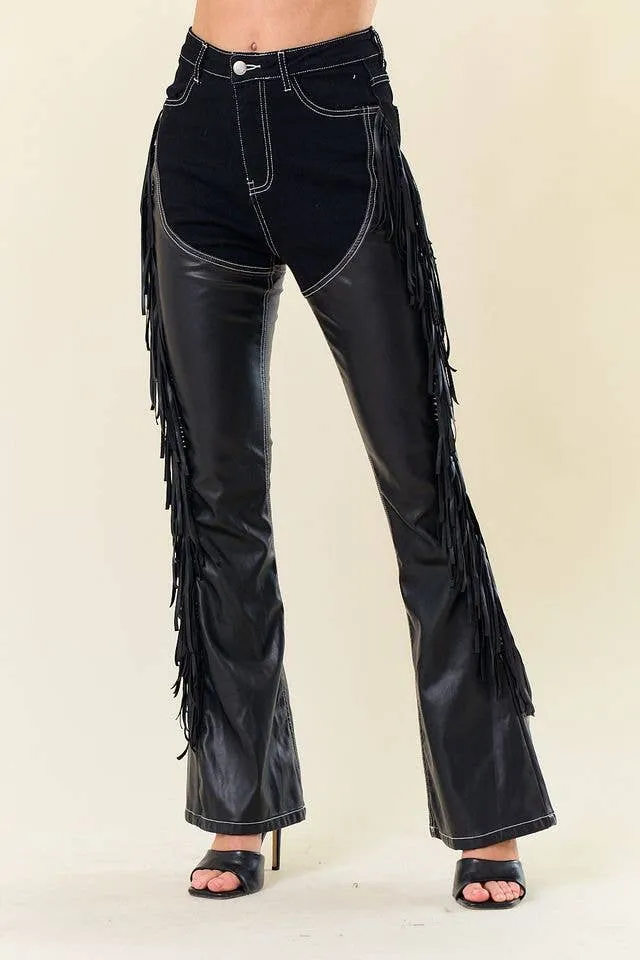 Giddy Up Fringed Denim Chaps