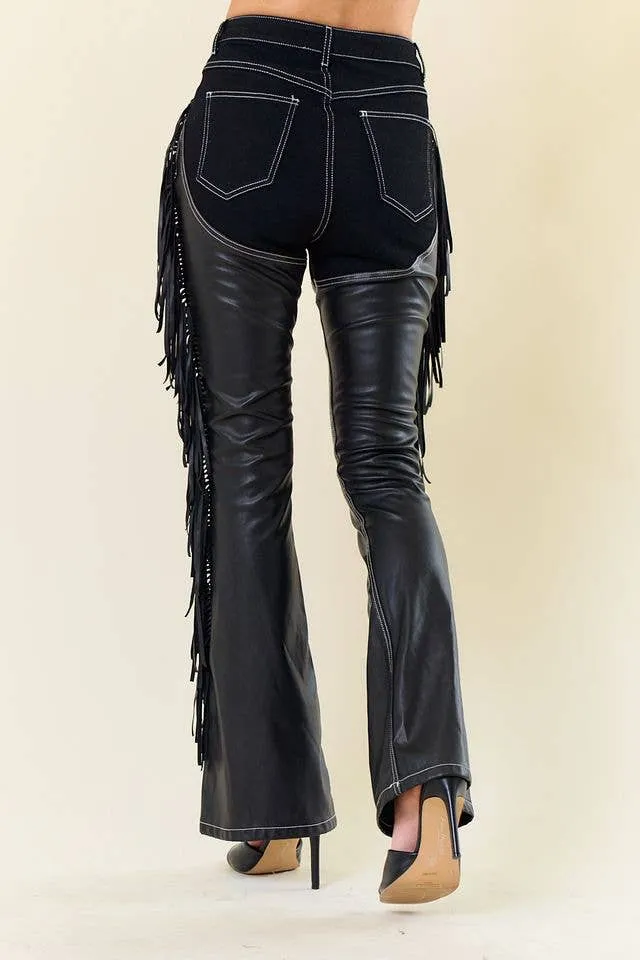 Giddy Up Fringed Denim Chaps