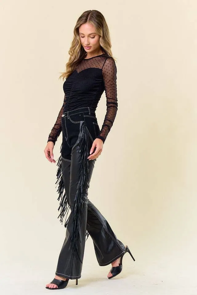 Giddy Up Fringed Denim Chaps