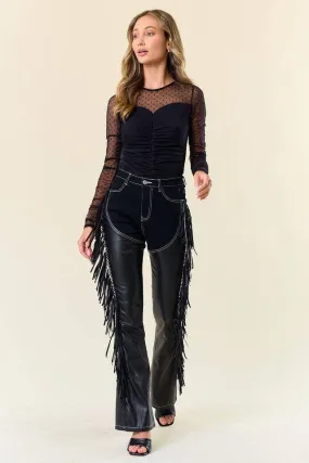 Giddy Up Fringed Denim Chaps