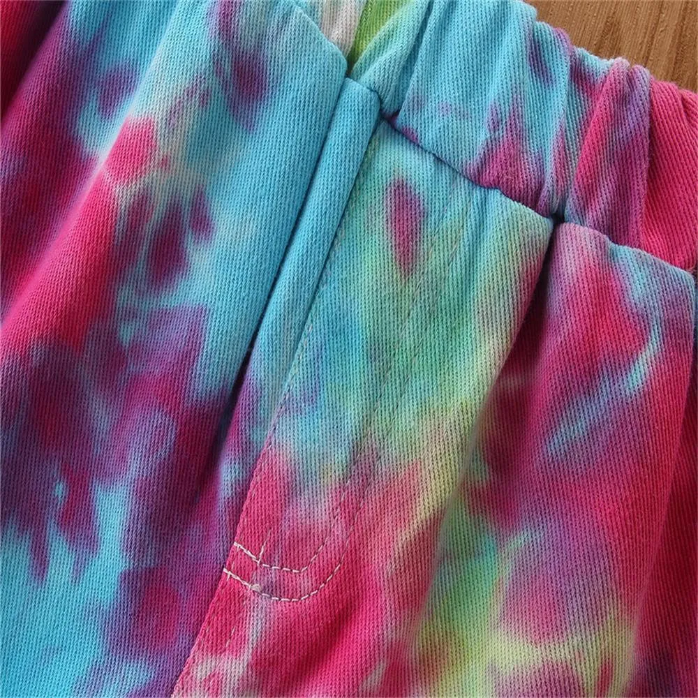 Girls Flared Tie Dye Elastic Waist Trousers Wholesale