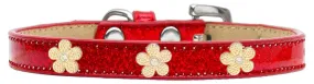 Gold Flower Widget Dog Collar Red Ice Cream Size 10