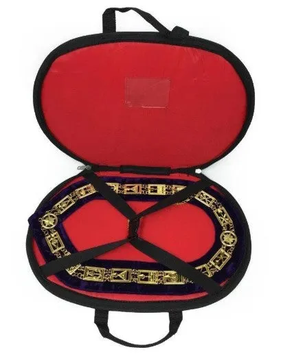 Grand Lodge - Rhinestones Chain Collar - Gold/Silver on Red Velvet