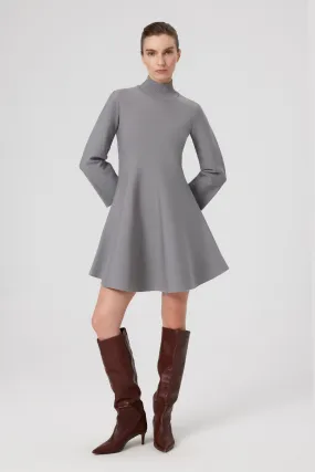 Gray Turtleneck Mini Flared Dress