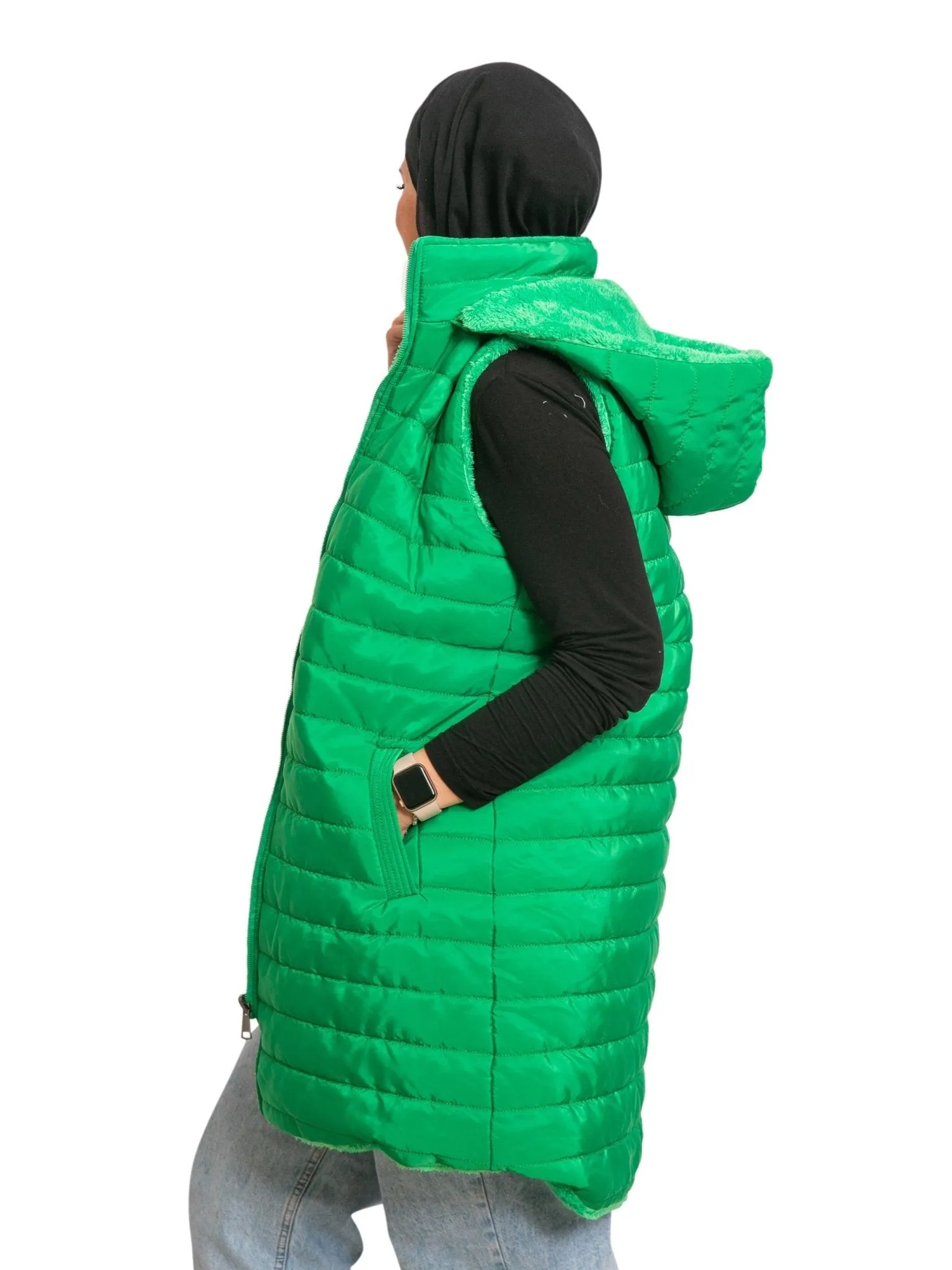 Green L-Cut Double Face Jacket