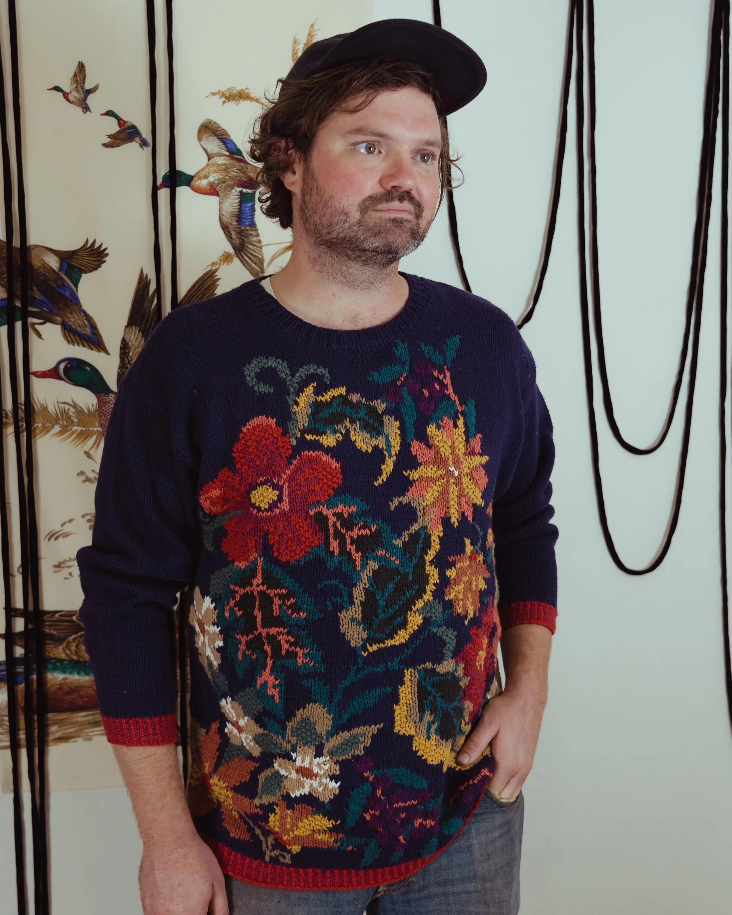 Hand Knit Floral Sweater