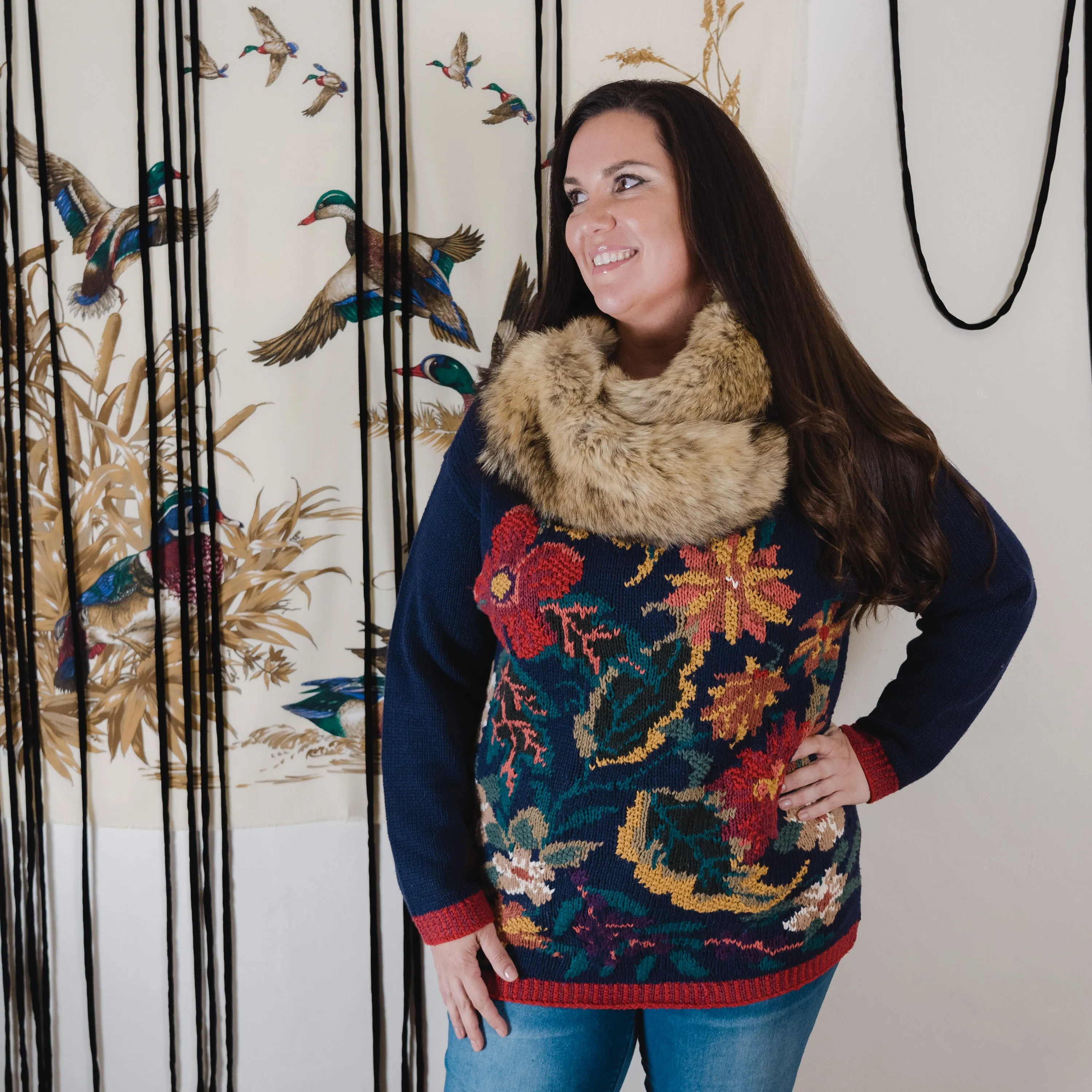 Hand Knit Floral Sweater