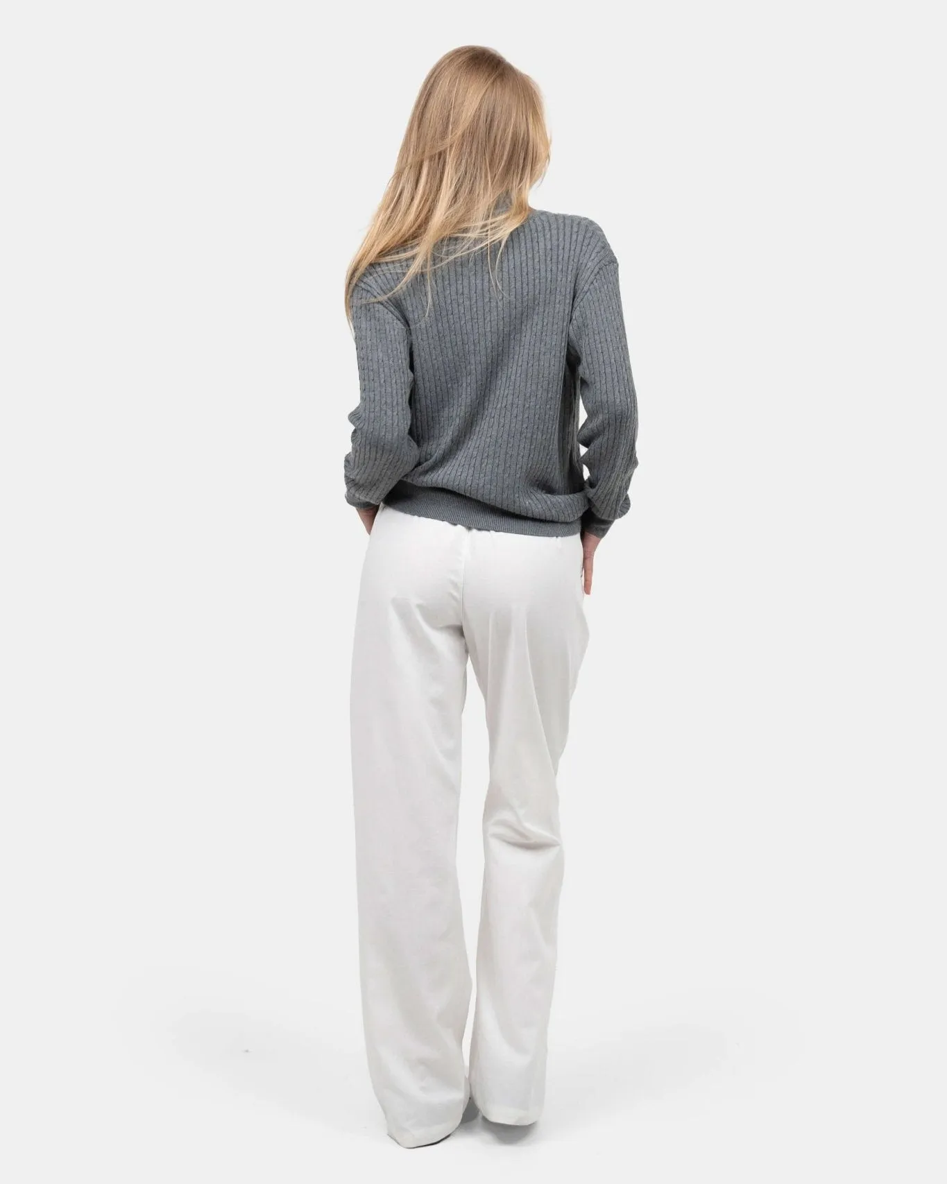 Heavyweight Linen Pants High-waisted White