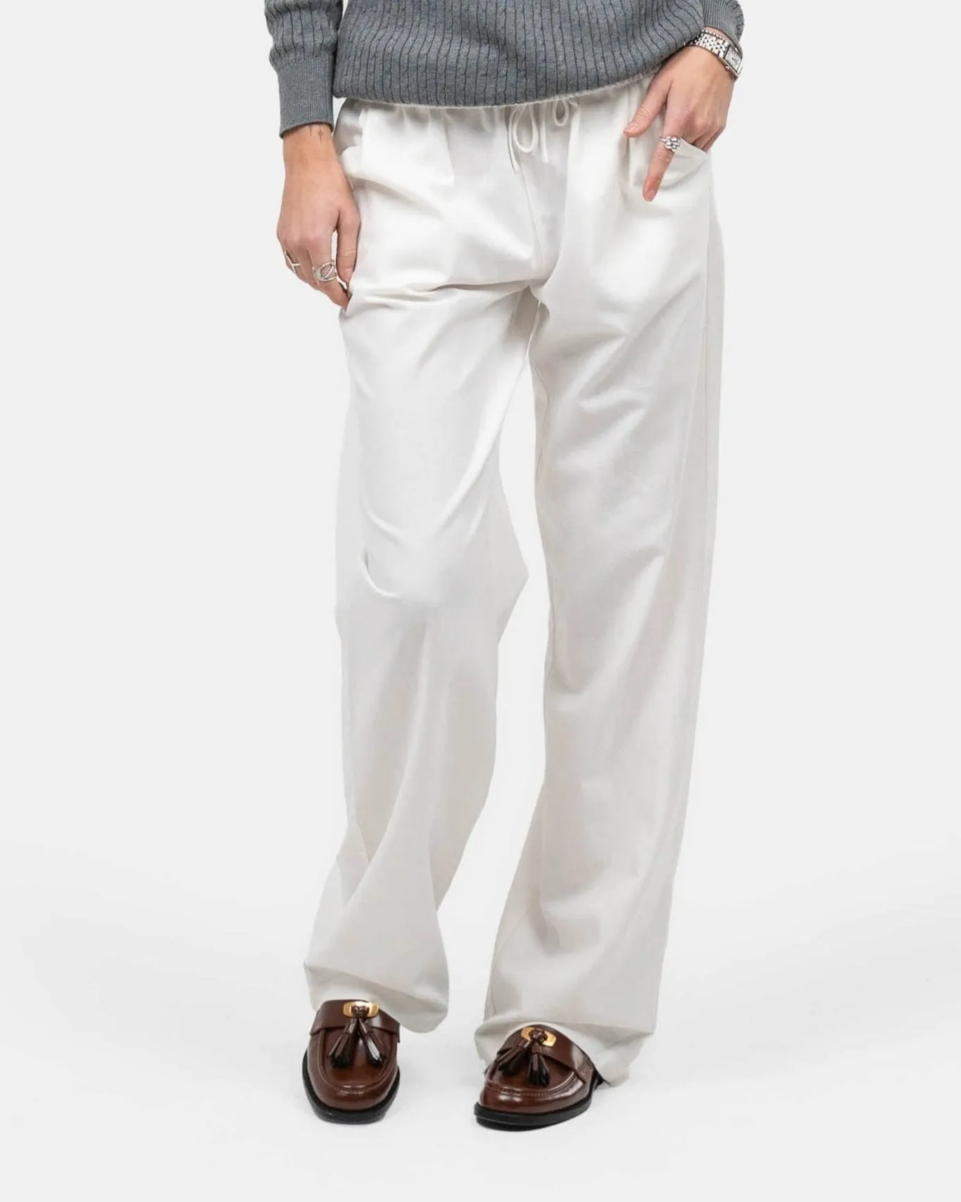Heavyweight Linen Pants High-waisted White