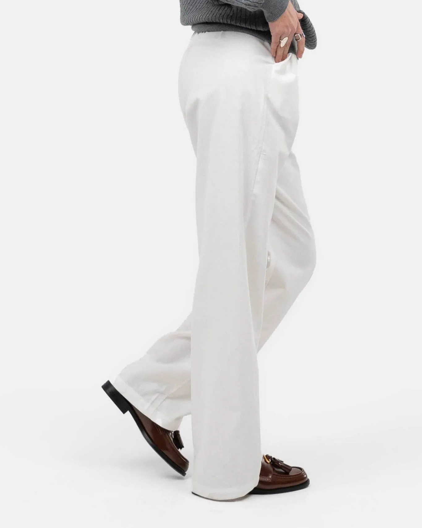 Heavyweight Linen Pants High-waisted White