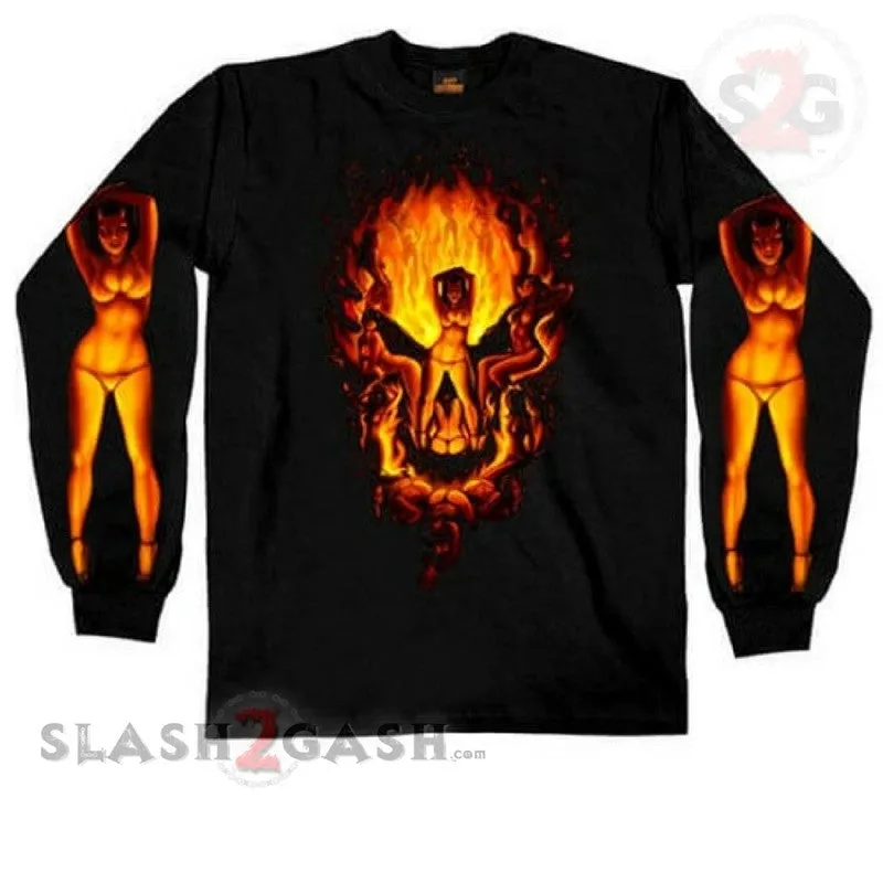 Hot Leathers Devil Chicks Make Skull Long Sleeve Shirt LAST ONE