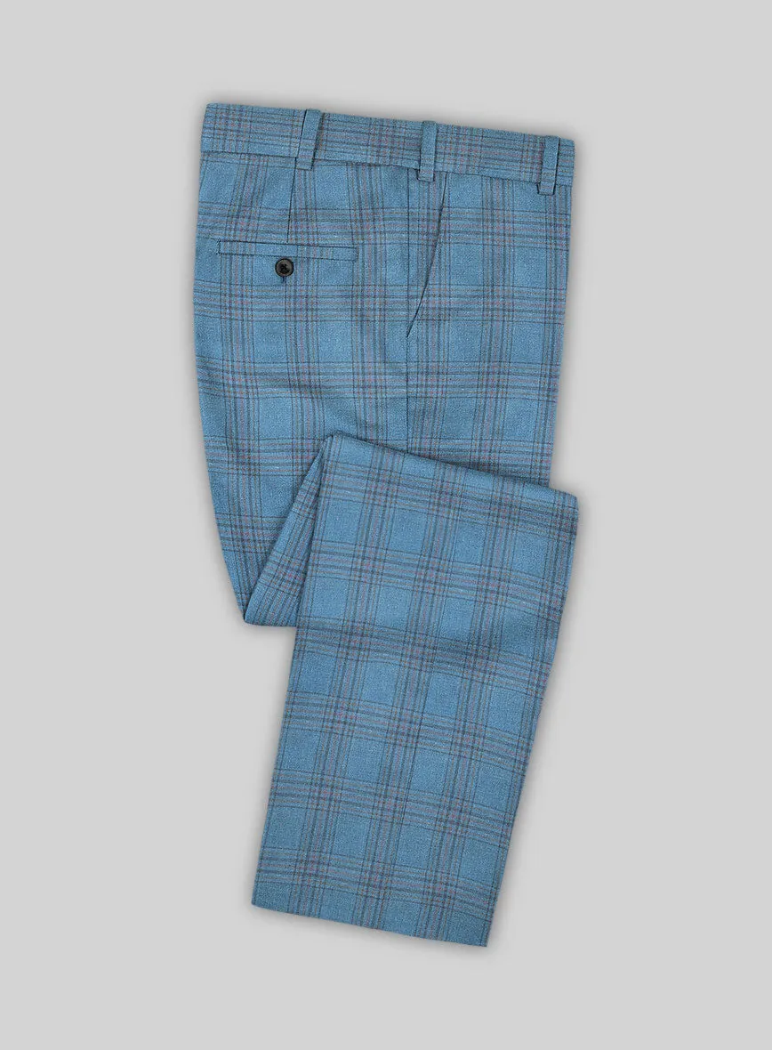 Italian Murano Beni Blue Wool Linen Silk Suit