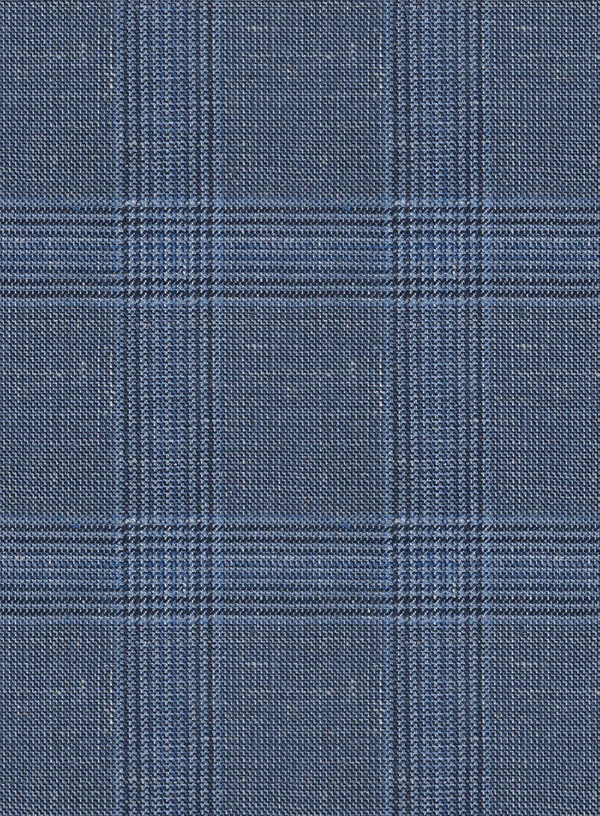 Italian Murano Enora Blue Wool Linen Silk Suit