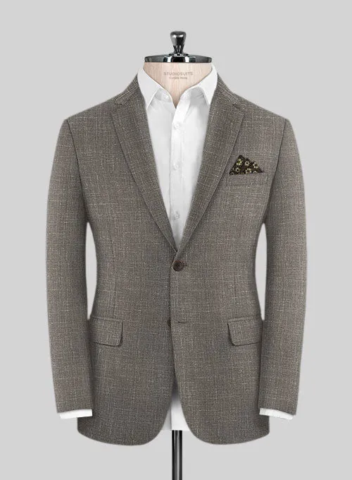 Italian Murano Mud Brown Wool Linen Suit