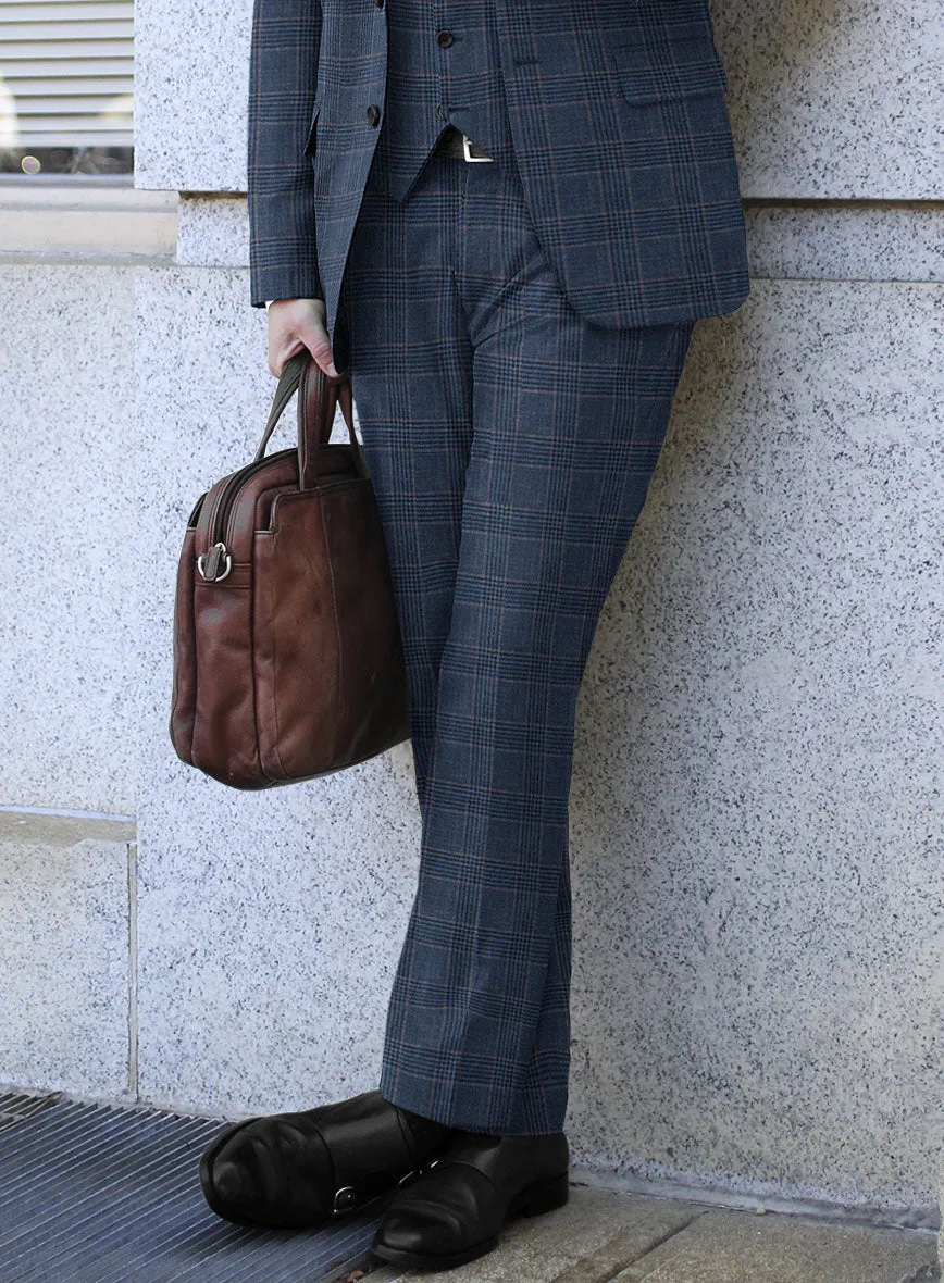 Italian Murano Najela Blue Wool Linen Silk Suit