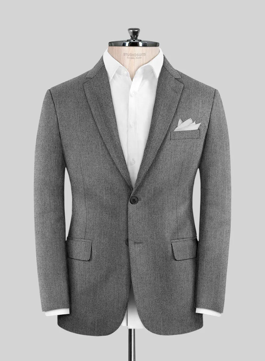 Italian Tiga Gray Mini Pinstripe Flannel Suit