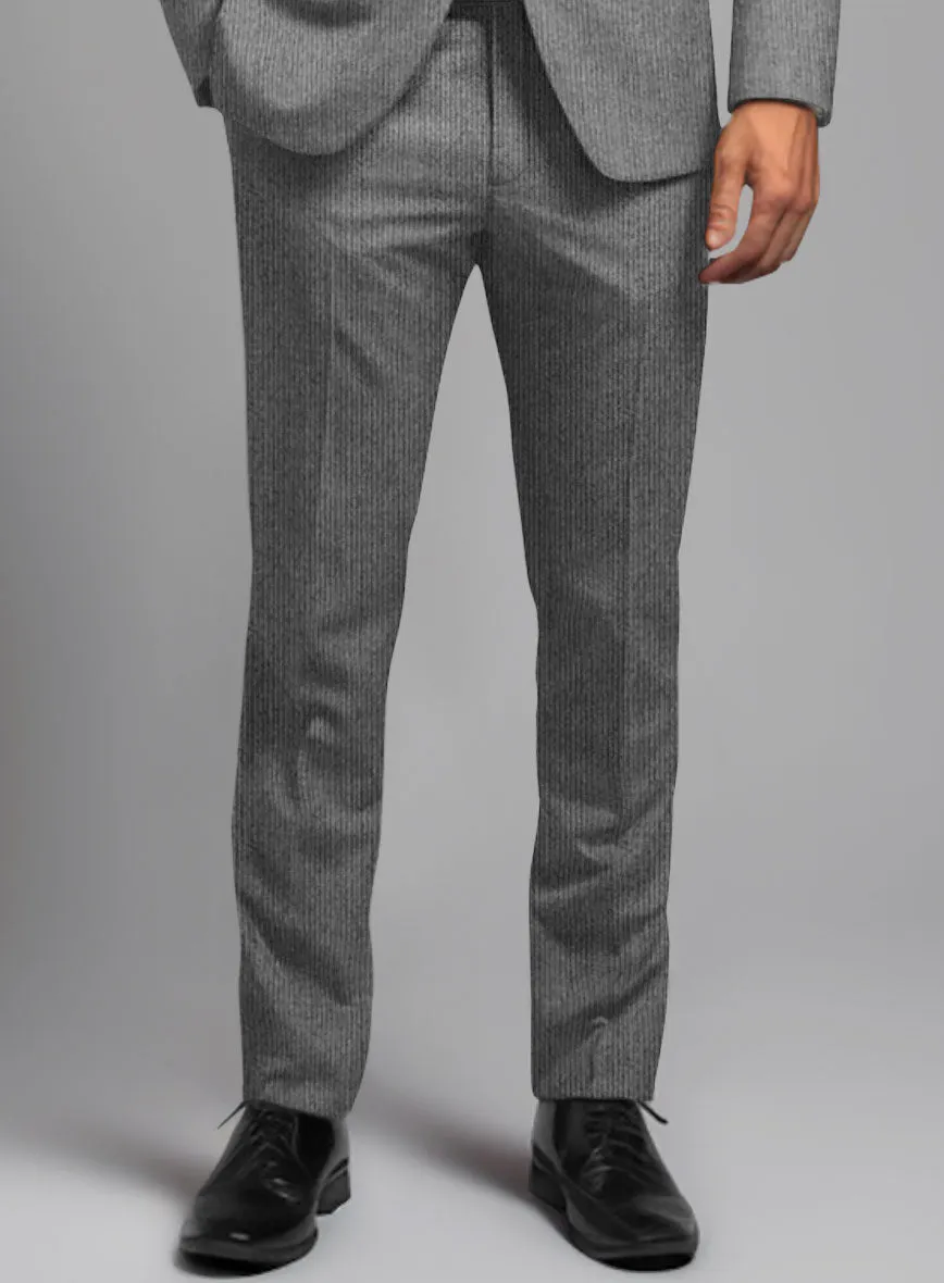 Italian Tiga Gray Mini Pinstripe Flannel Suit