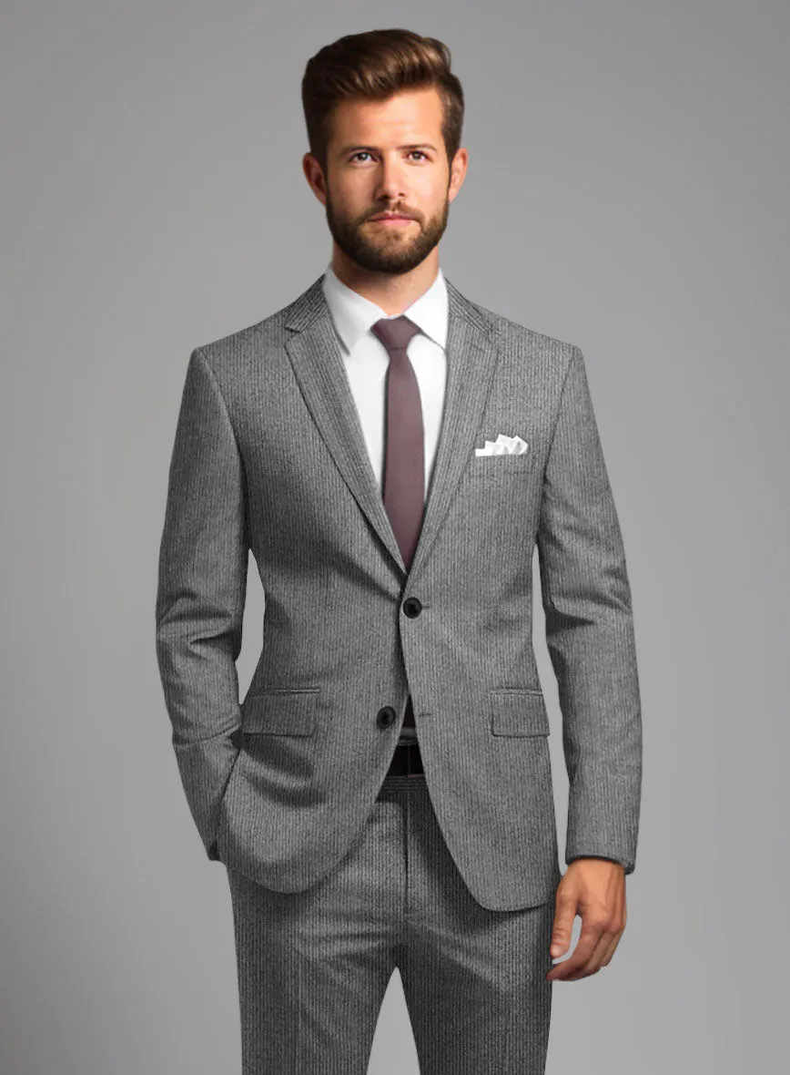 Italian Tiga Gray Mini Pinstripe Flannel Suit