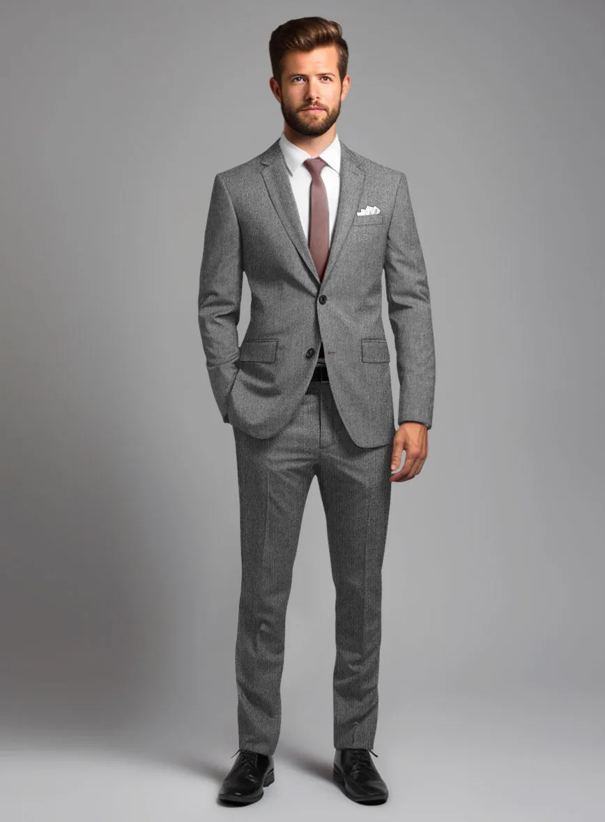 Italian Tiga Gray Mini Pinstripe Flannel Suit