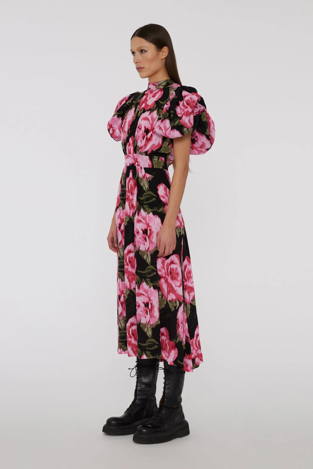 Jacquard Bell Maxi Dress - Lilac Sachet Comb.