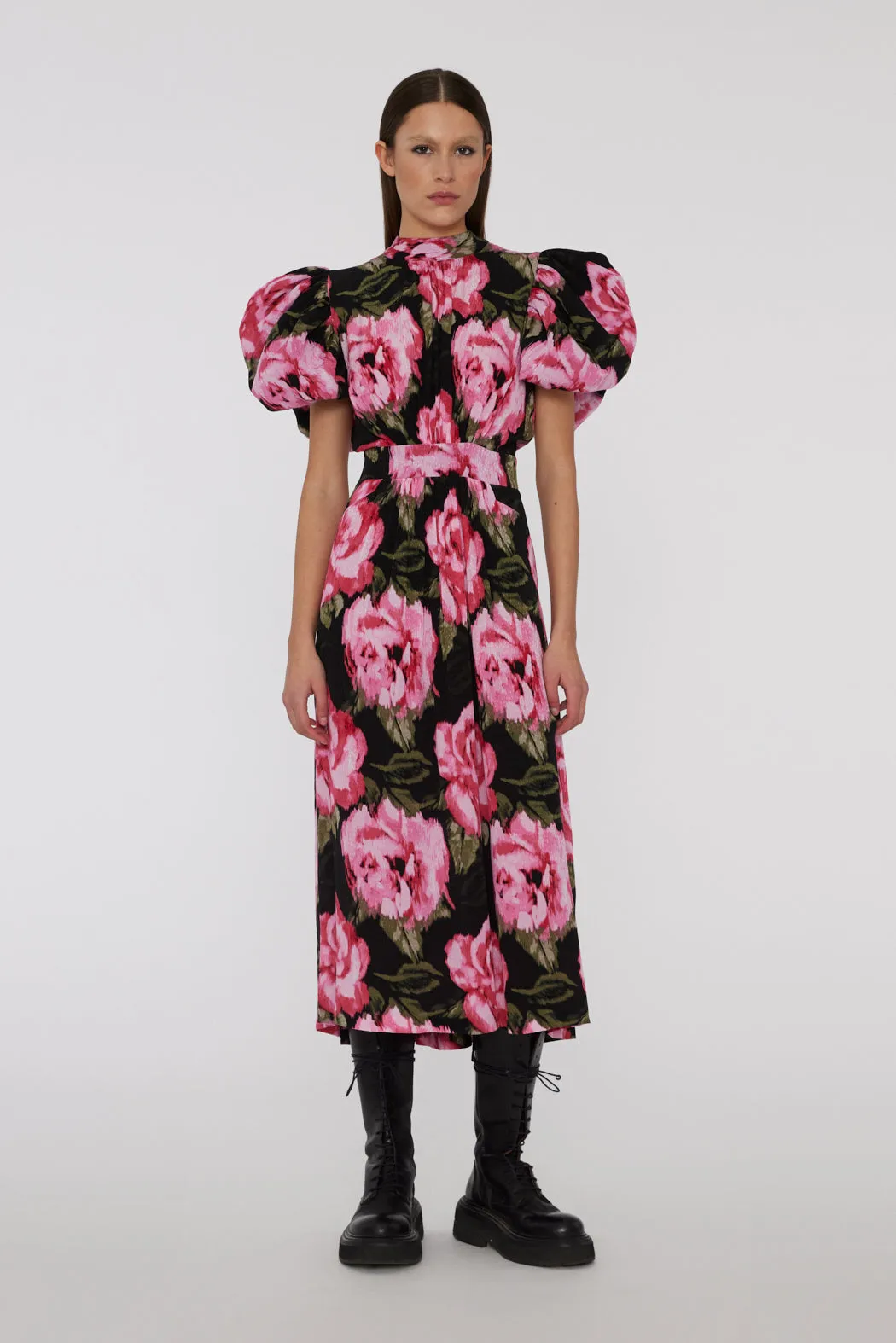 Jacquard Bell Maxi Dress - Lilac Sachet Comb.