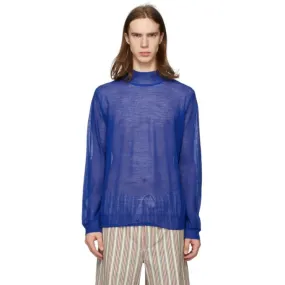 Jil Sander Blue Wool Turtleneck