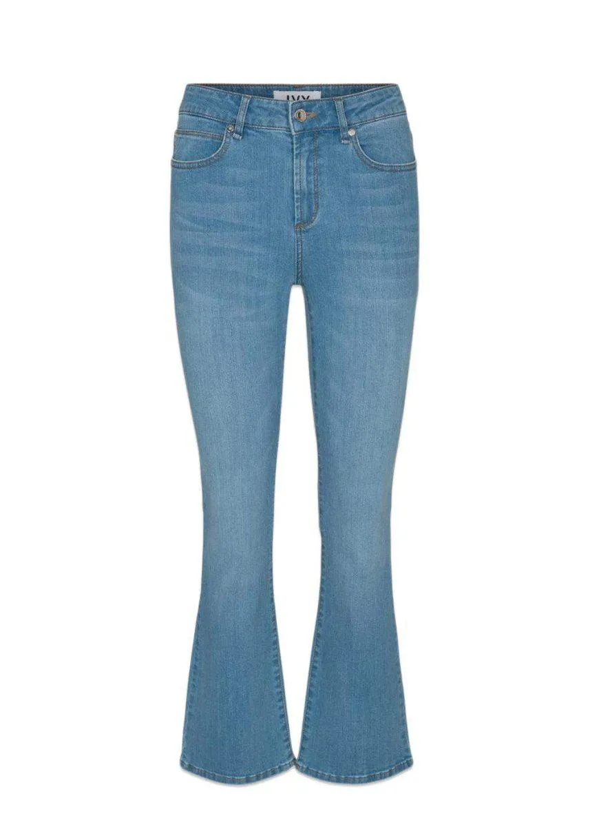 Johanna kick flare wash bleach - Denim Blue