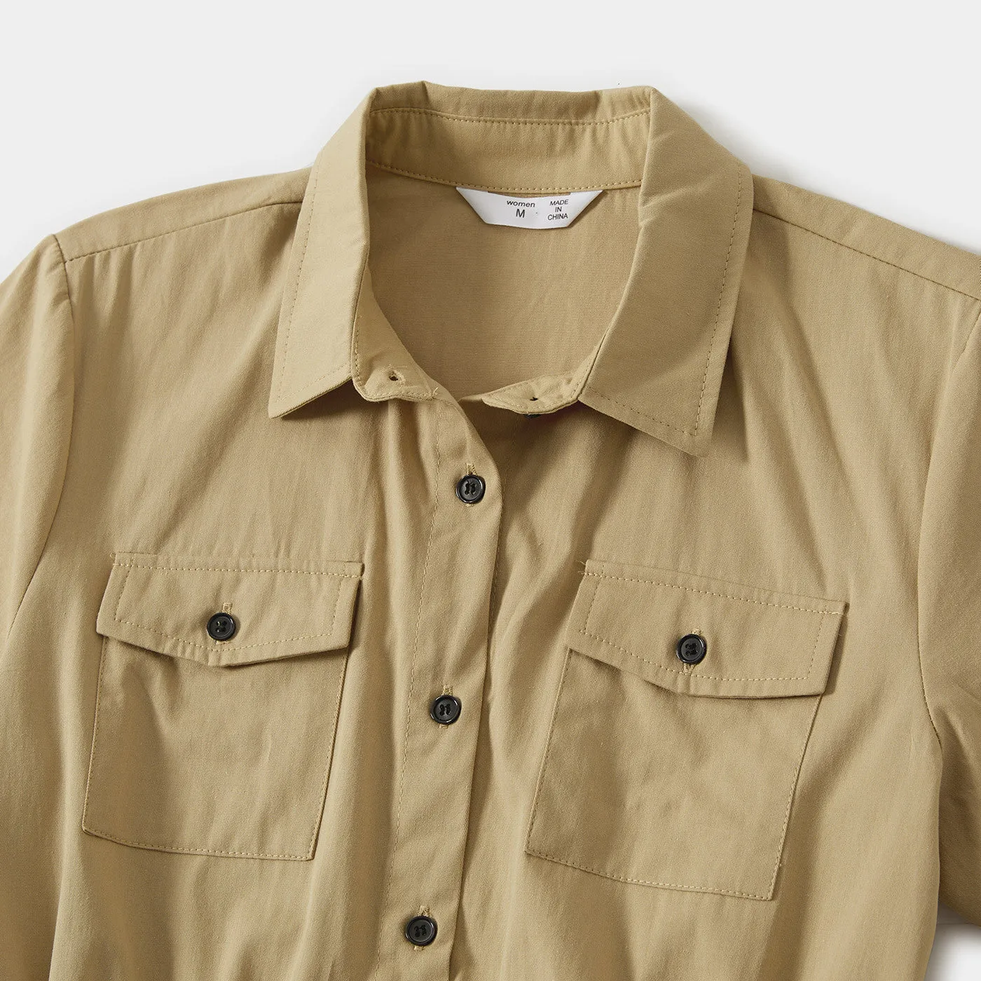 khaki Button Up Dress for Mom and Me