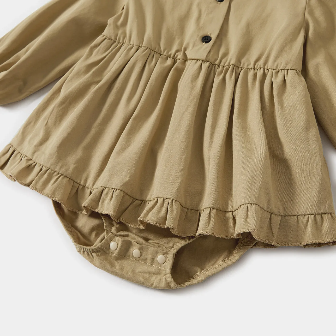khaki Button Up Dress for Mom and Me