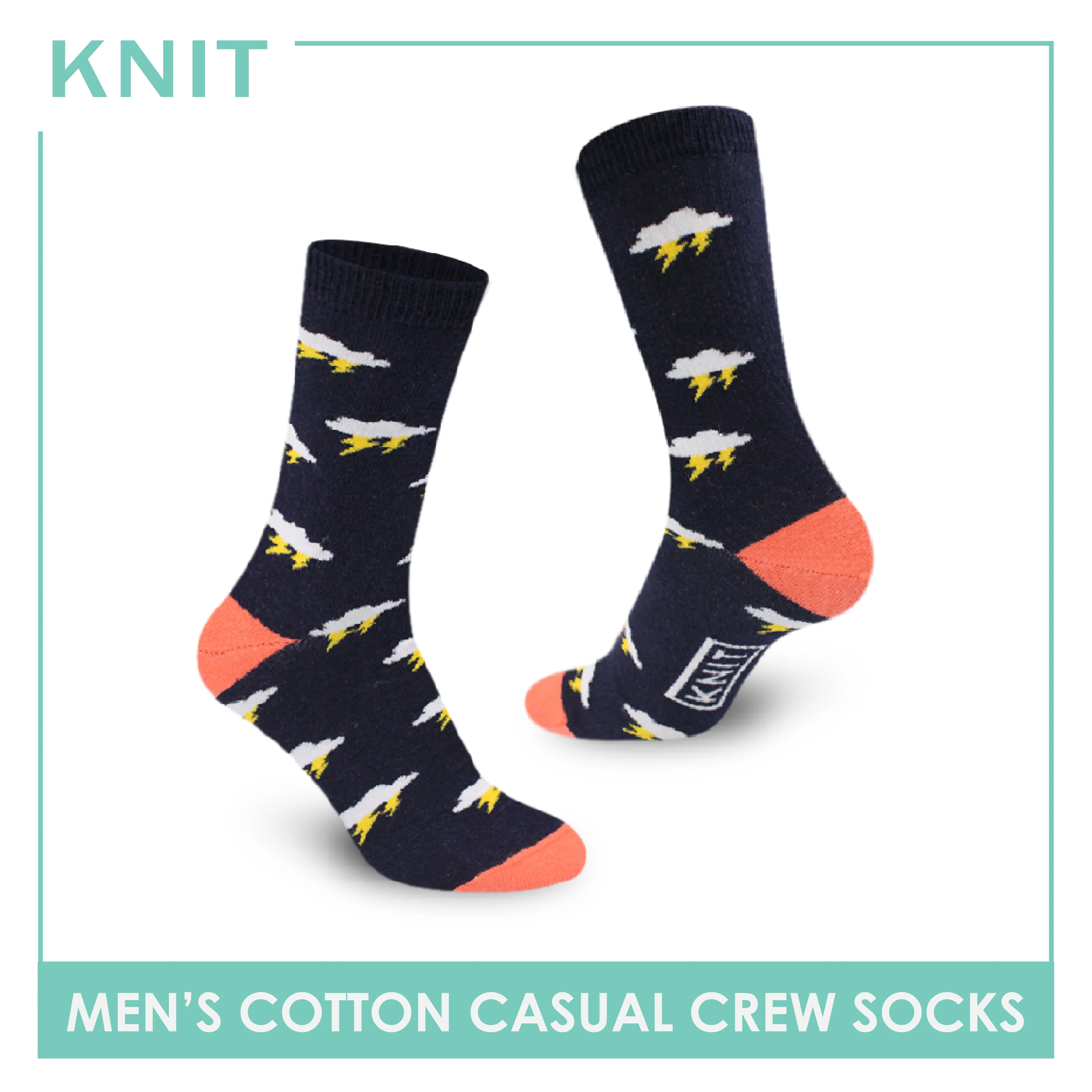 Knit Men's Clouds Thunder Cotton Light Performance Crew Socks 1 pair KMC2403