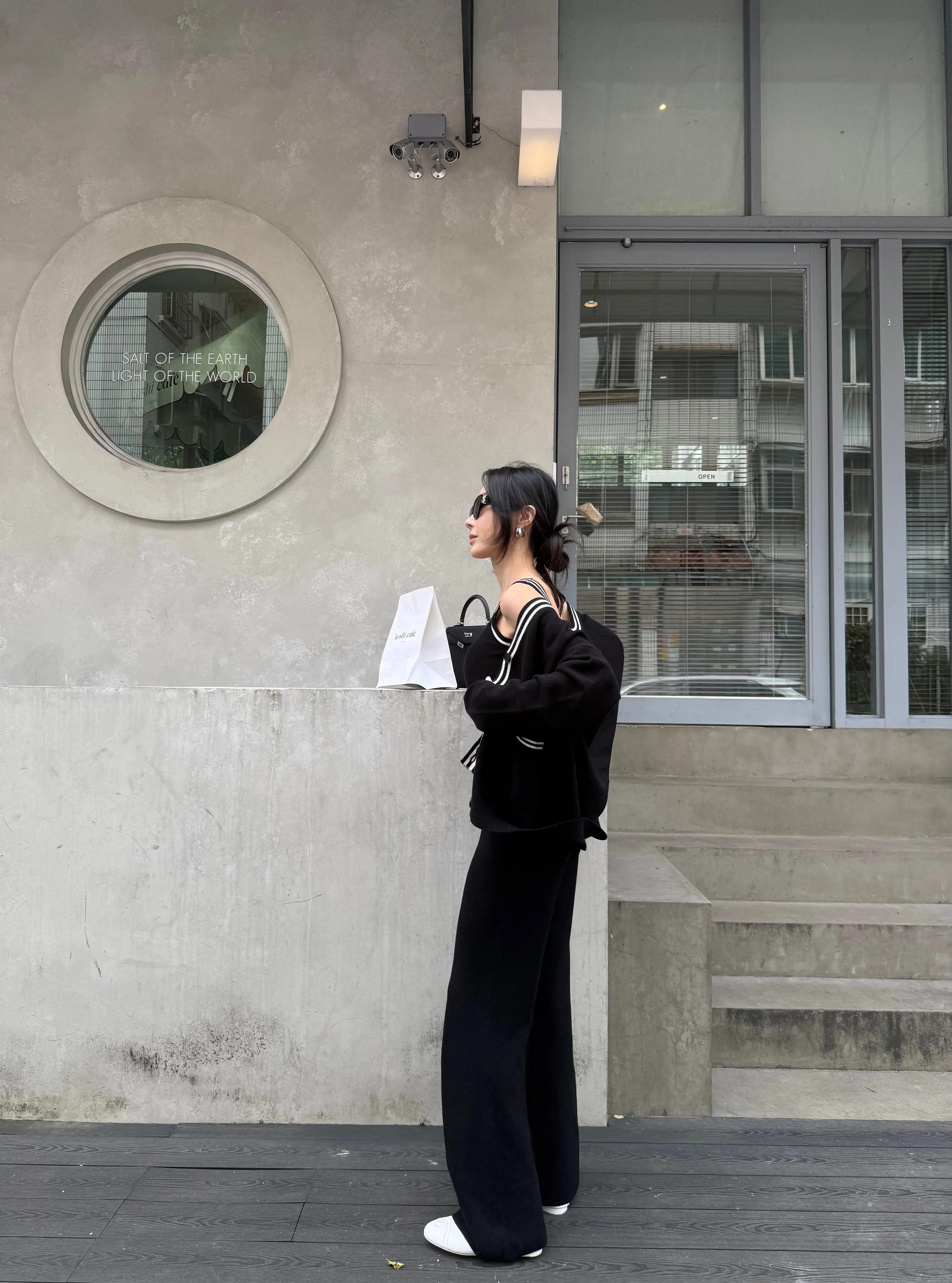 午後漫步菱格針織喇叭褲<br>Afternoon Walk Knit Flared Pants