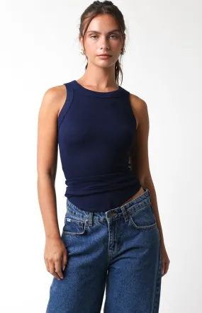 Marnie Basic Rib Knit Tank Top | Navy