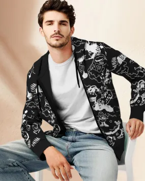 Men Comic Printed Black Jacket