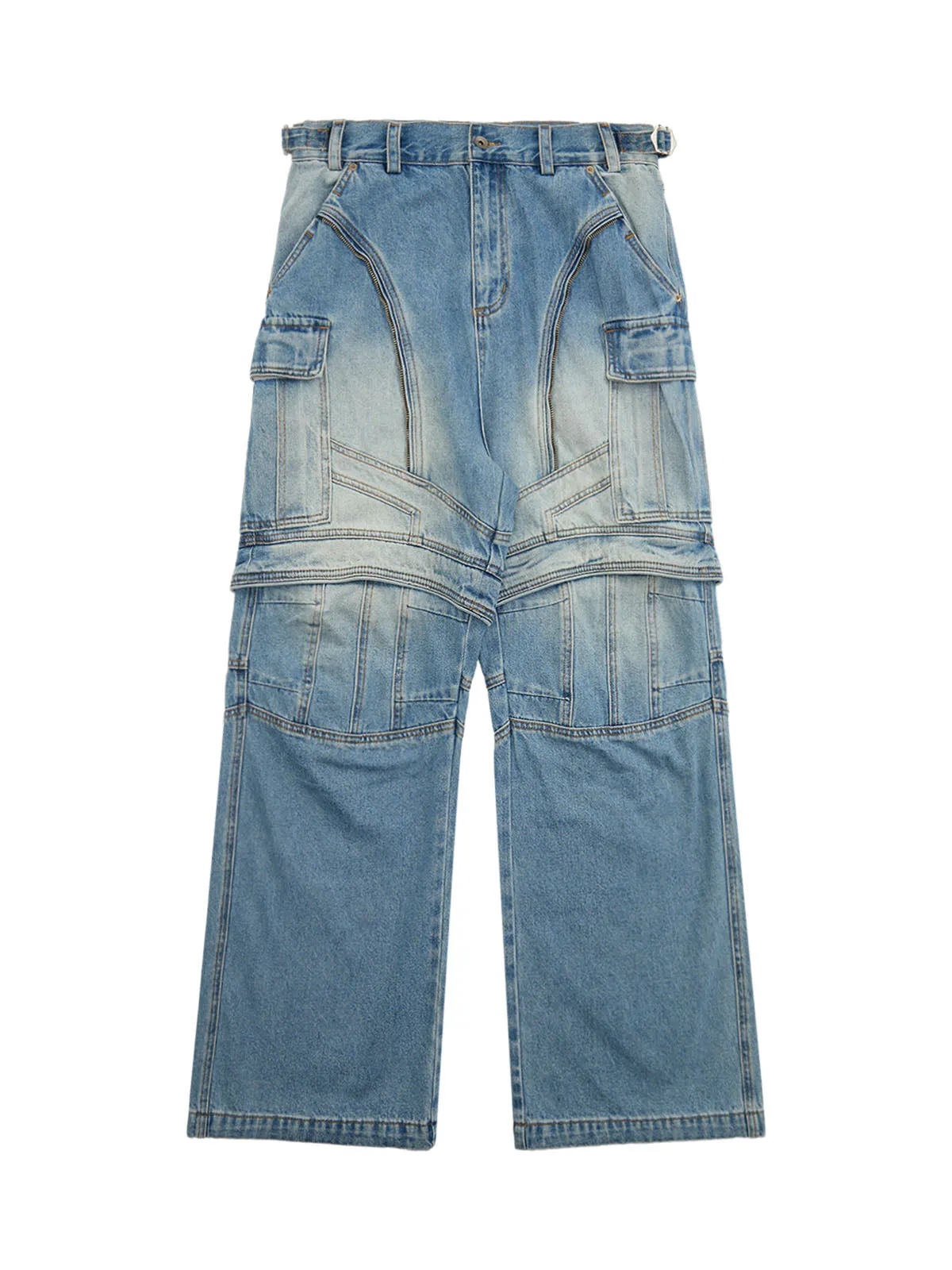 Multi-structure Design Baggy Jeans