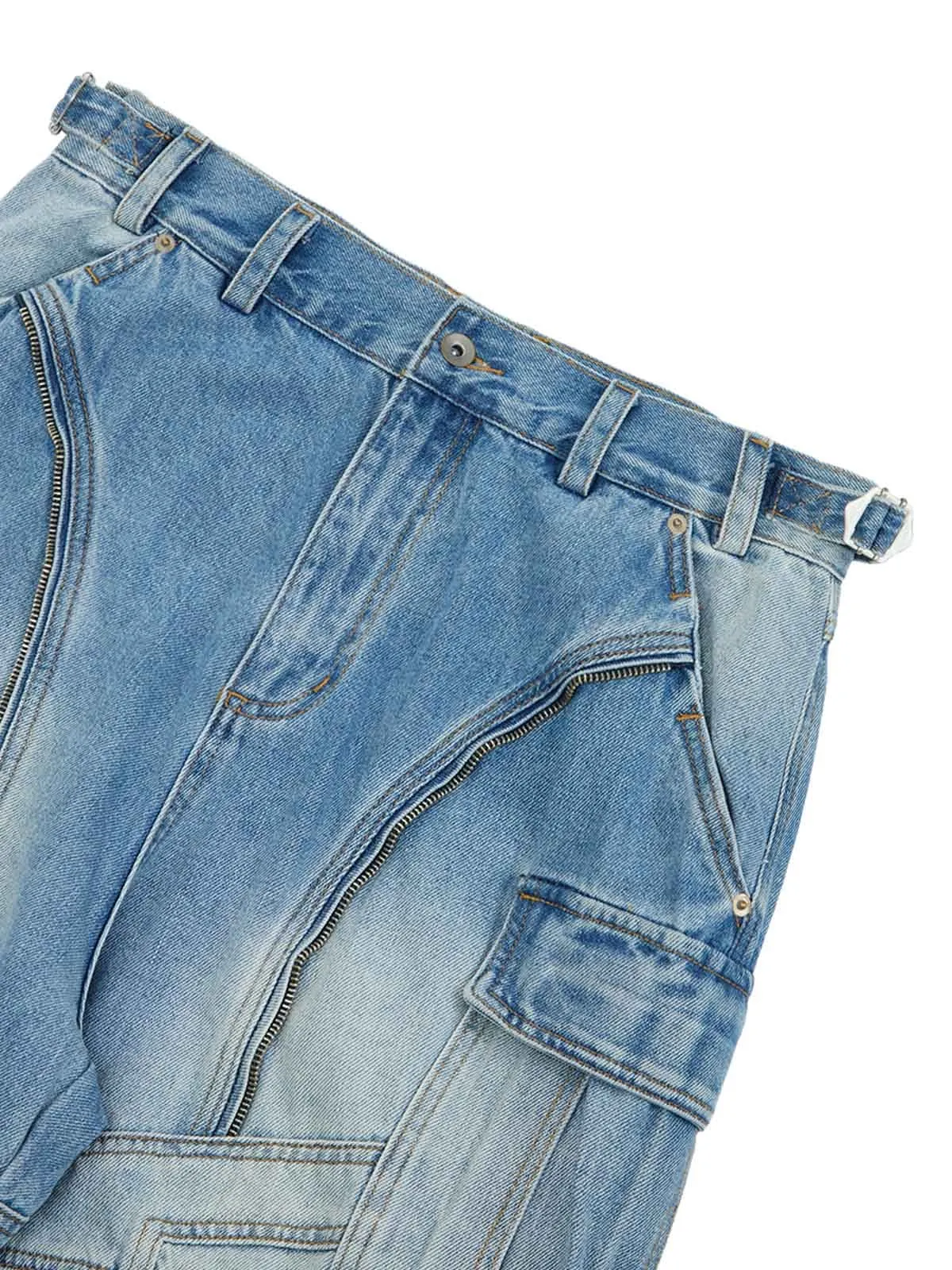 Multi-structure Design Baggy Jeans