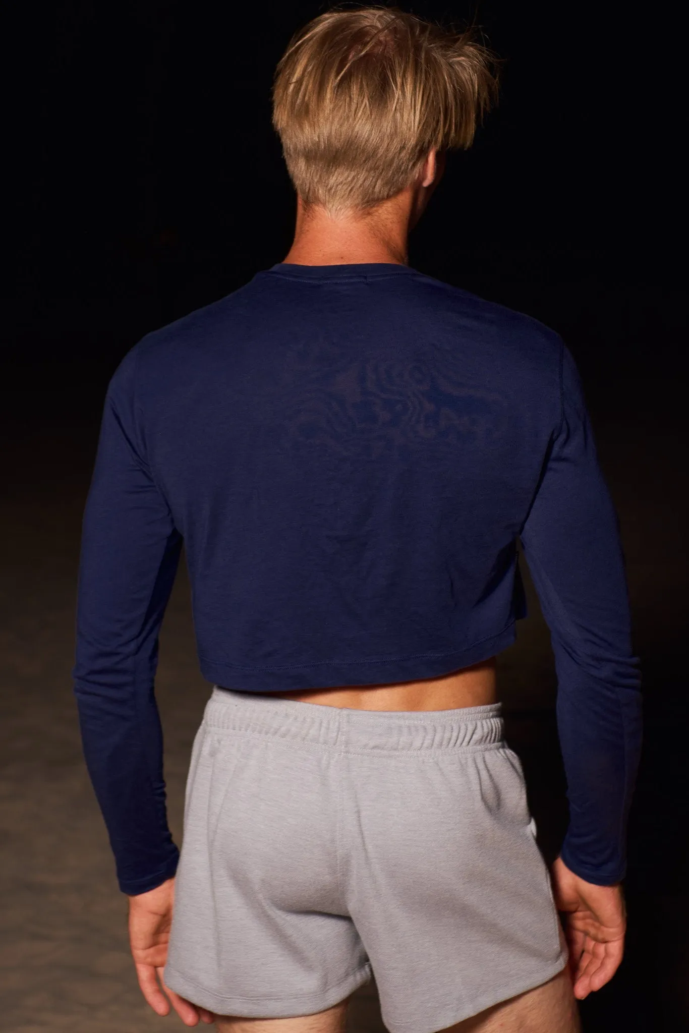 Navy Midriff Long Sleeve Tee