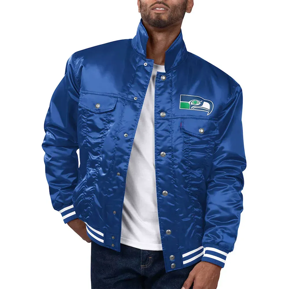 NFL Renegade Seattle Seahawks Satin Jacket Men and Women