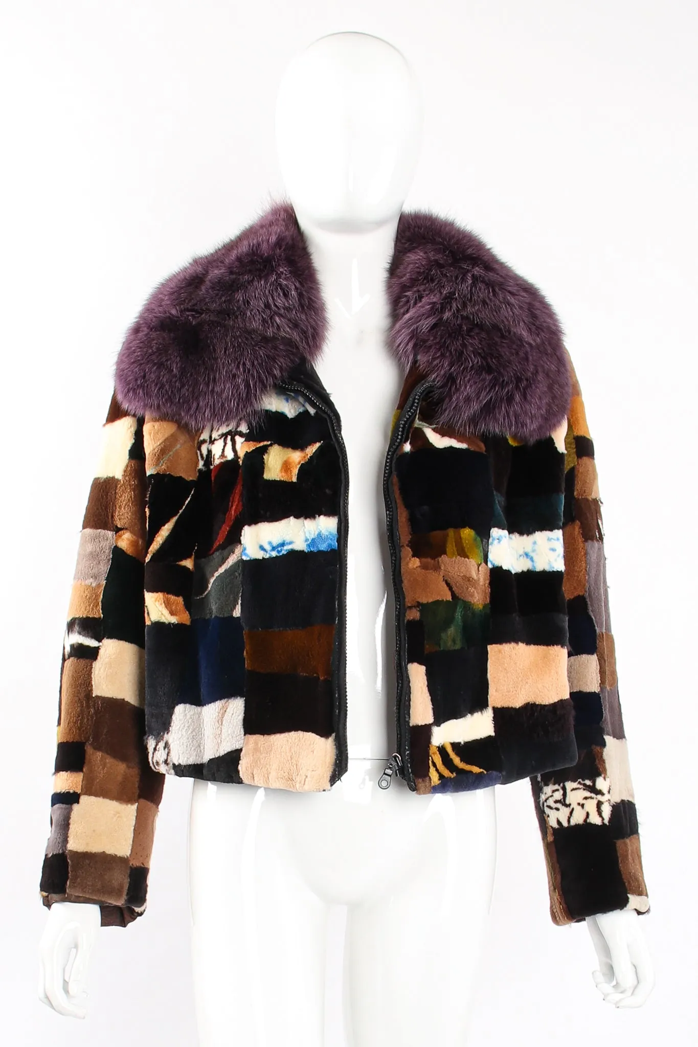 Patchwork Fur Collar Jacket