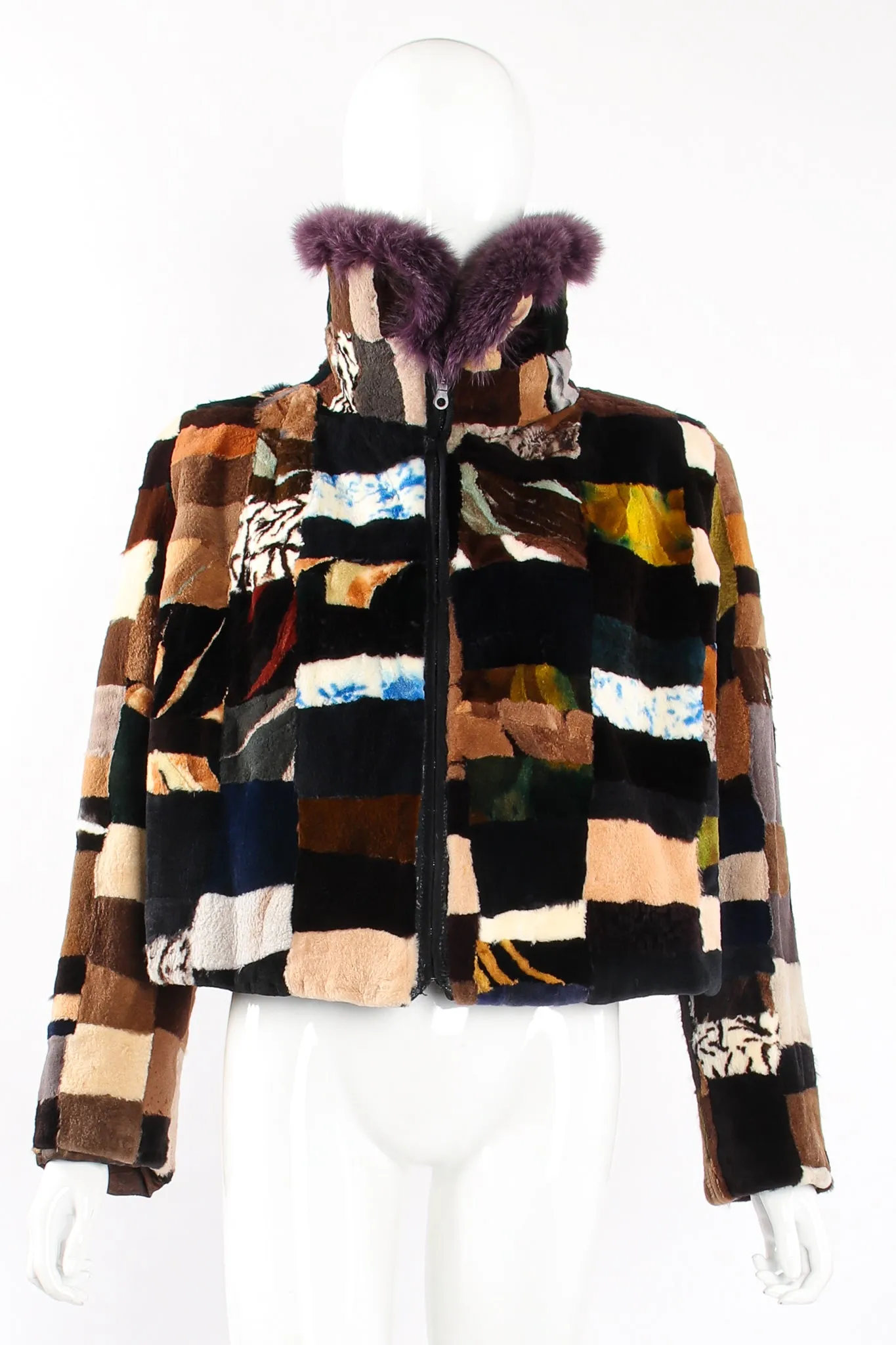 Patchwork Fur Collar Jacket