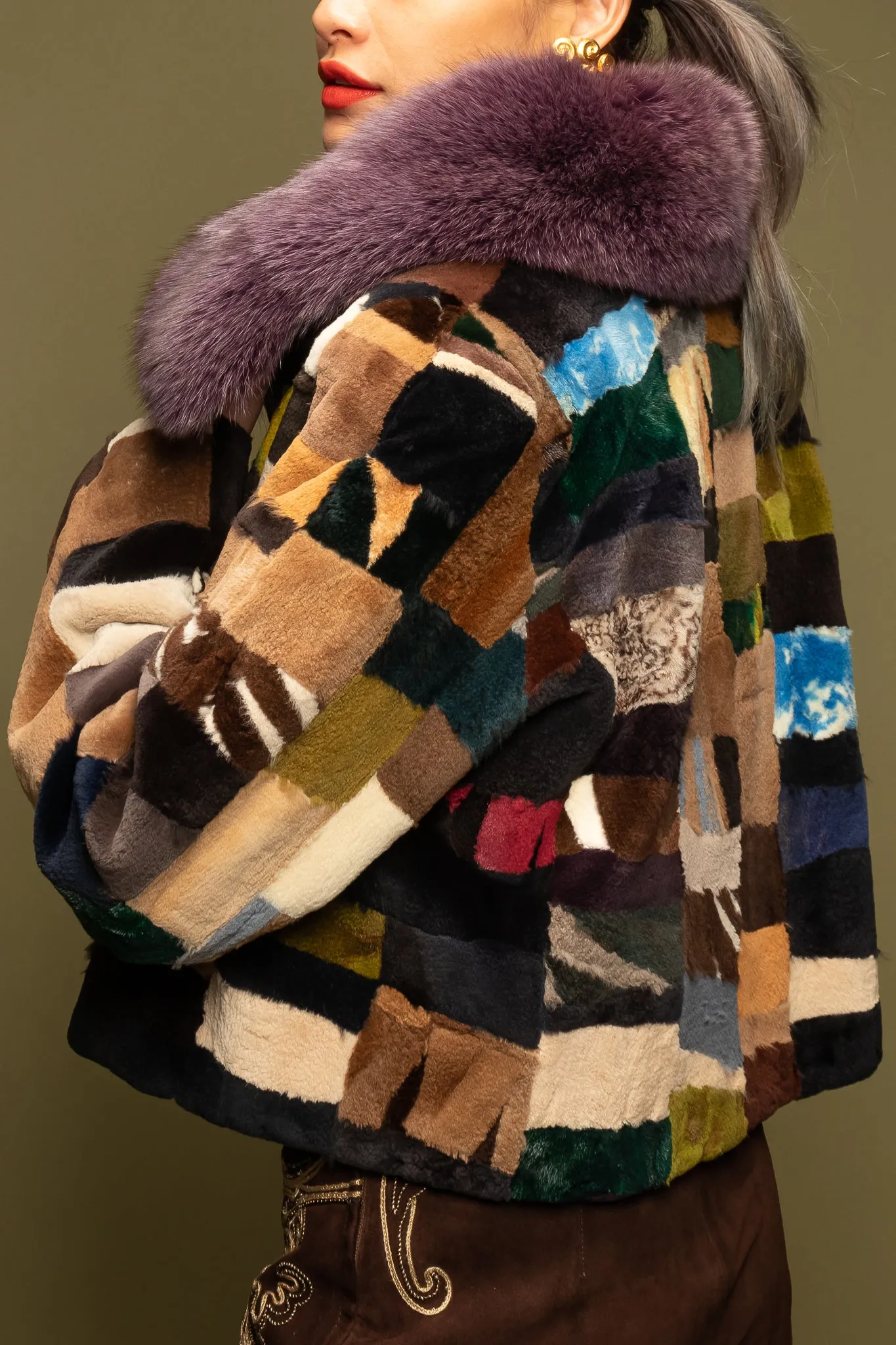 Patchwork Fur Collar Jacket