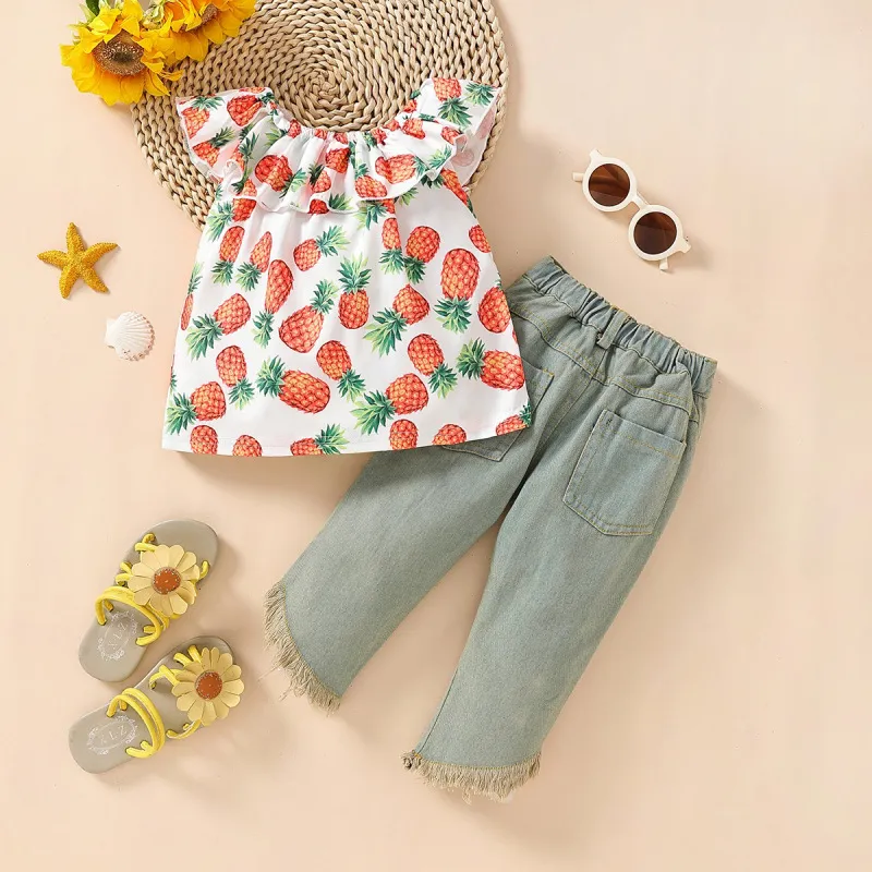 Pineapple Top and Jeans Set