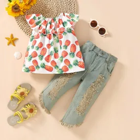 Pineapple Top and Jeans Set