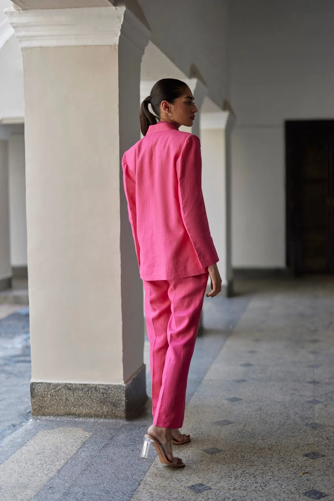 Pink Coronation Linen Jacket Set