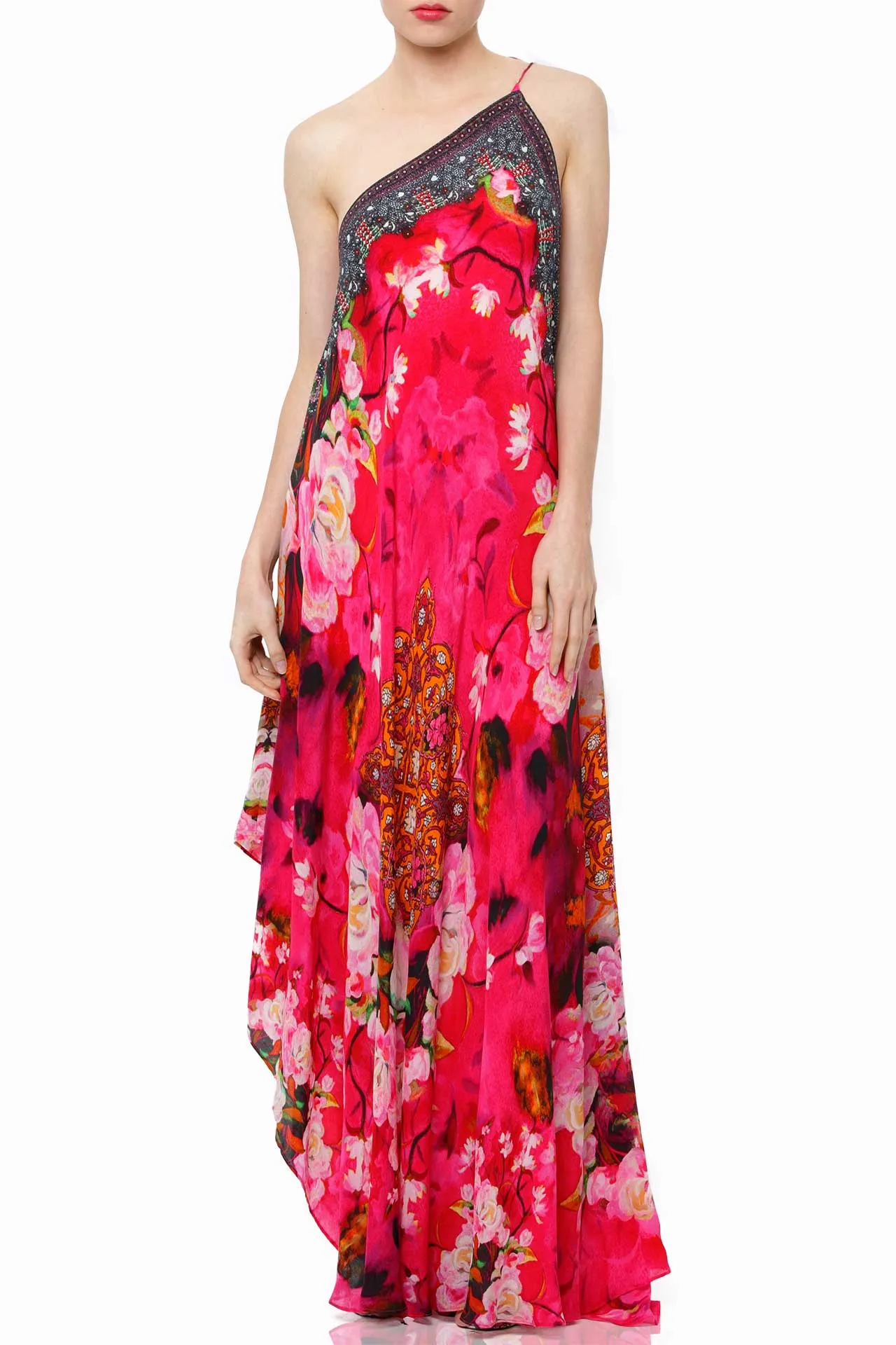 Pink Floral Print Maxi Dress