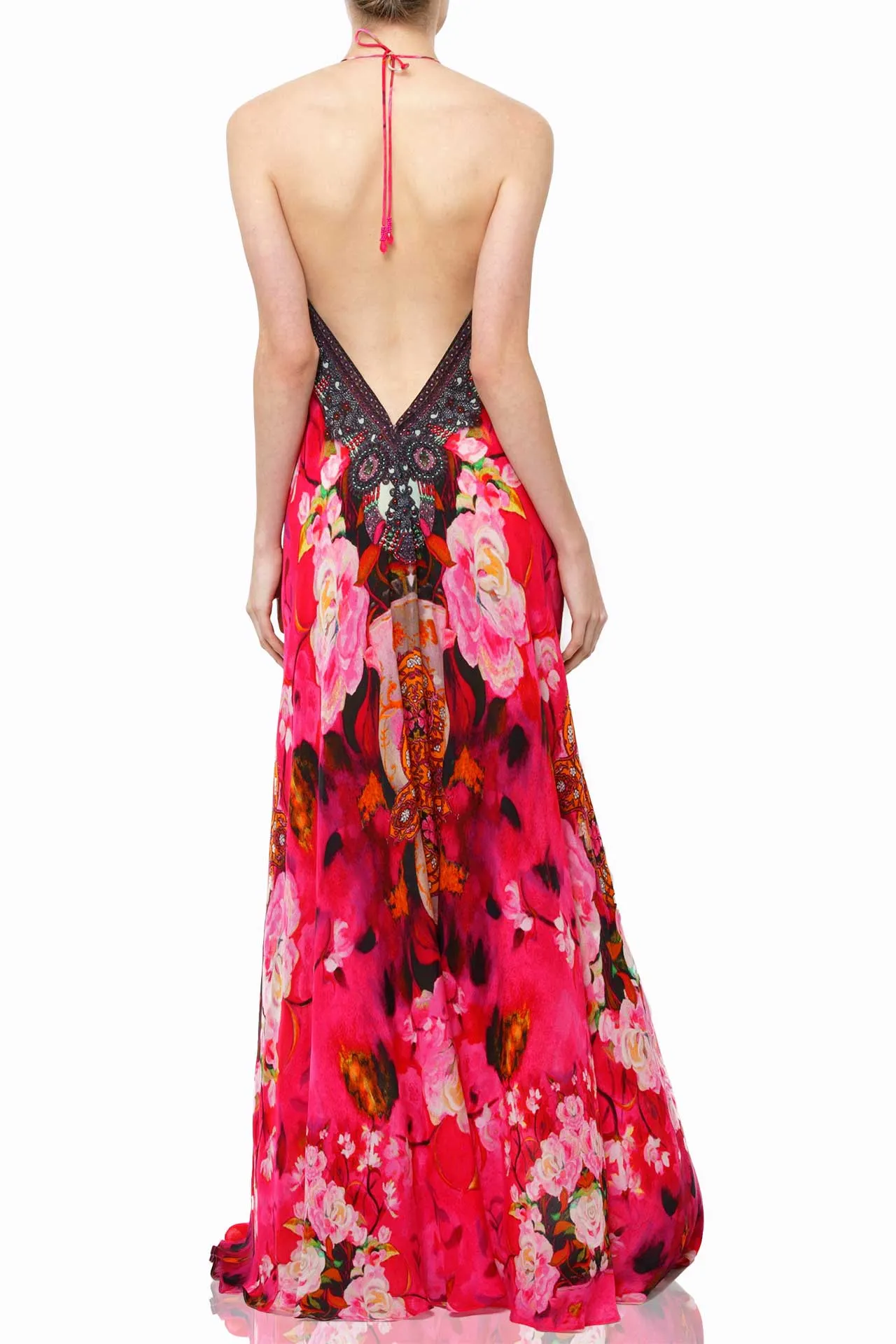 Pink Floral Print Maxi Dress
